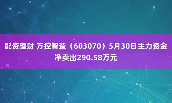 配资理财 万控智造（603070）5月30日主力资金净卖出290.58万元