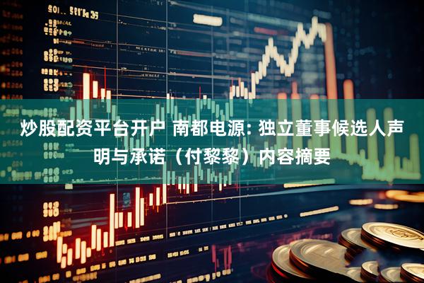 炒股配资平台开户 南都电源: 独立董事候选人声明与承诺（付黎黎）内容摘要